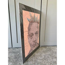 Load image into Gallery viewer, Spikey bed o’ nails Covent Garden London performer mixed media portrait art by London based artist Stella Tooth Side