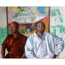 Load image into Gallery viewer, Frank Bowling ‘Cover Girl’ painting with Ben and Sacha oil portrait by Stella Tooth