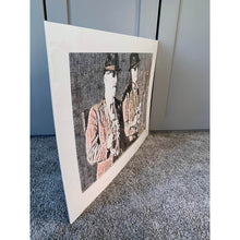 Load image into Gallery viewer, The Rawhides musicians performing at The Hideaway Streatham original pencil drawing on paper artwork by Stella Tooth side