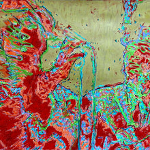 Load image into Gallery viewer, The Selecter musicians and singer performing live mixed media drawing on paper artwork in neon colours and gold by Stella Tooth detail