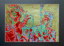 Load image into Gallery viewer, The Selecter musicians and singer performing live mixed media drawing on paper artwork in neon colours and gold by Stella Tooth display