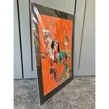 Load image into Gallery viewer, The Selecter 2 tone ska band musicians performing in London original orange mixed media artwork by Stella Tooth artist side