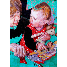 Load image into Gallery viewer, The Smartest Giant in Town by Stella Tooth is a charming original pencil on paper drawing of a little girl and her mum reading a book