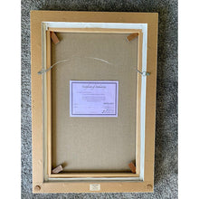 Load image into Gallery viewer, Tightrope walking performer in Venice Italy oil painting on canvas in blue by London based portrait artist Stella Tooth