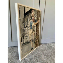 Load image into Gallery viewer, Tightrope walking performer in Venice Italy oil painting on canvas in blue by London based portrait artist Stella Tooth