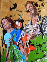Load image into Gallery viewer, The Fabulous Electric Zimmermen band performing at the Half Moon Putney oil on canvas painting by artist Stella Tooth display