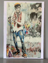Load image into Gallery viewer, The Puppeteer Fine Art Print reproduction of a mixed media artwork on paper by Stella Tooth busker art
