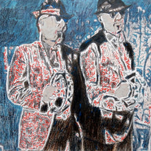 Load image into Gallery viewer, Rollin’ rollin’ rollin’, The Rawhides, pencil on paper artwork by Stella Tooth