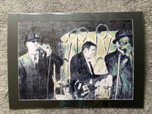 Load image into Gallery viewer, The Rawhides Boom Boom Boom Boom pencil on paper by Stella Tooth music artist