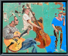 Load image into Gallery viewer, The SO Trio performing in Brighton oil on canvas artwork by Stella Tooth
