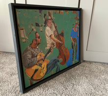 Load image into Gallery viewer, The SO Trio performing in Brighton oil on canvas artwork by Stella Tooth