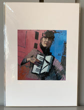 Load image into Gallery viewer, Fine art print reproduction of The Accordion Player original oil on canvas artwork by Stella Tooth musician art
