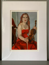Load image into Gallery viewer, Fine art print reproduction of an original oil painting of The Violinist by Stella Tooth music art