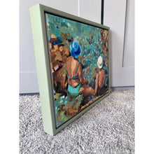 Load image into Gallery viewer, Vecchie Amiche in Ischia by Stella Tooth original oil painting of two sunbathing ladies by Mediterranean waters in Italy side