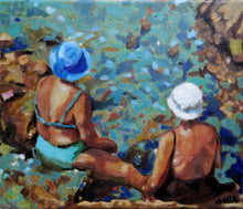Load image into Gallery viewer, Vecchie Amiche oil painting on canvas by Stella Tooth bather art.
