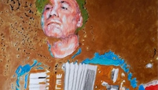 My portrait of Police Dog Hogan’s accordionist – sold!
