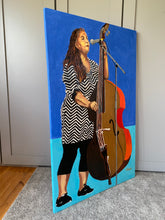 Load image into Gallery viewer, Arcadian Strings acrylic on canvas by Stella Tooth side view
