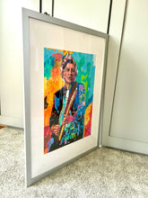 Load image into Gallery viewer, Keith Richards Rolling Stones mixed media on paper by Stella Tooth side view
