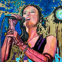 Load image into Gallery viewer, Leah Weller at the Half Moon Putney mixed media on paper by Stella Tooth close up
