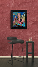 Load image into Gallery viewer, Leah Weller at the Half Moon Putney mixed media on paper by Stella Tooth wall view
