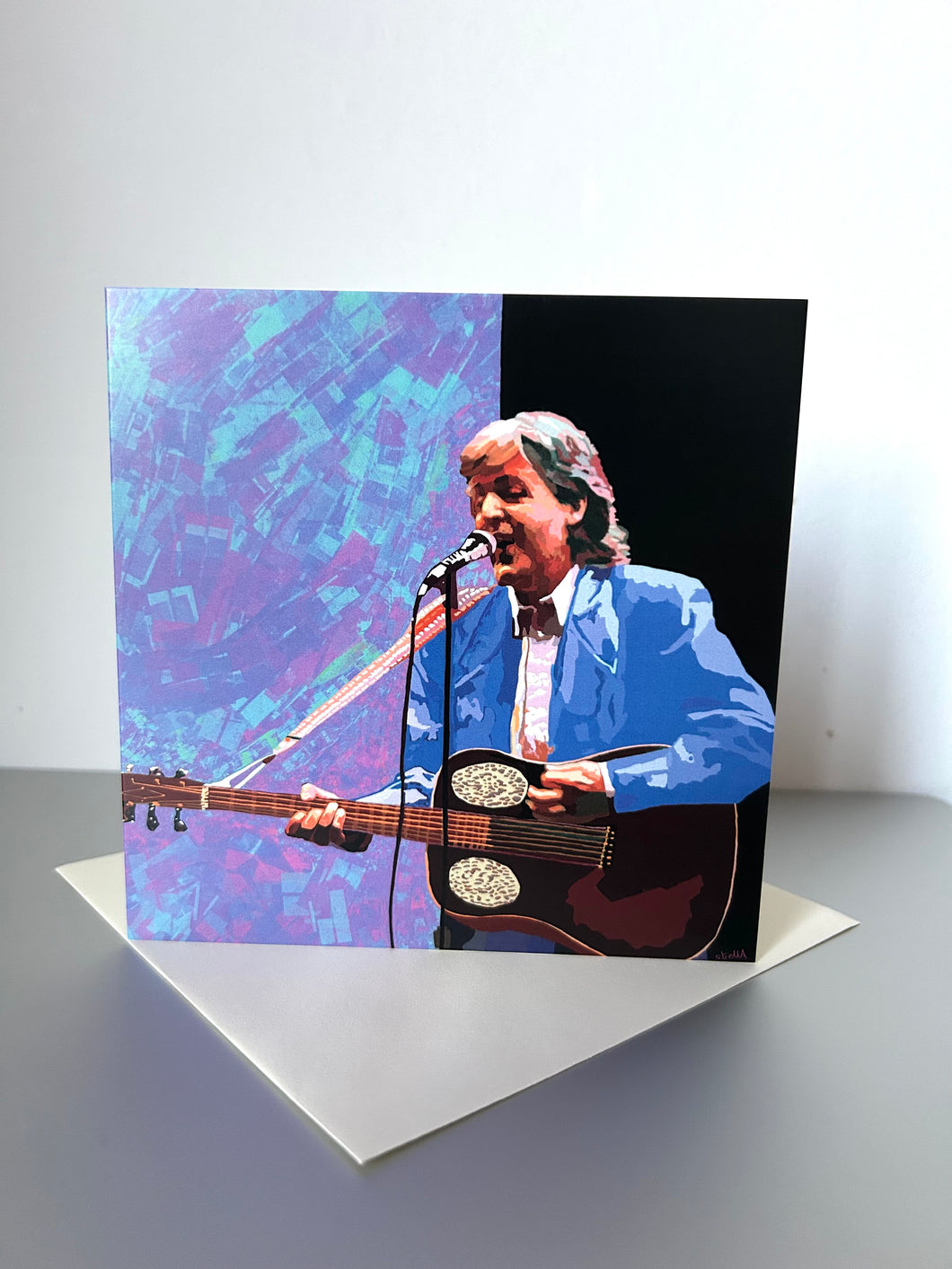 Greetings card of former Beatle Paul McCartney printed from digital portrait by Stella Tooth artist