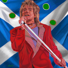 Load image into Gallery viewer, Digital painting of Sir Rod Stewart performing by Stella Tooth artist
