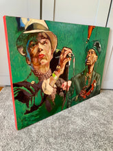 Load image into Gallery viewer, The Selecter ska band musicians performing at a show in London original artwork oil on canvas painting by Stella Tooth artist side
