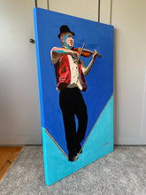 Load image into Gallery viewer, The slackrope walker acrylic on canvas by Stella Tooth side view
