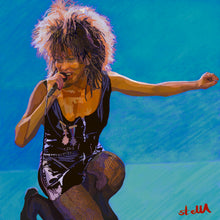 Load image into Gallery viewer, Digital painting of Tina Turner performing  by Stella Tooth artist.
