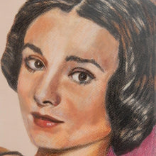 Load image into Gallery viewer, Audrey Hepburn Pastel Artwork by Stella Tooth Detail
