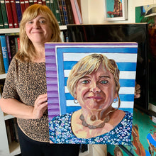 Load image into Gallery viewer, Barbara Wichmann with her portrait by Stella Tooth artist
