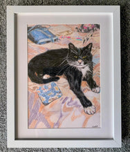 Load image into Gallery viewer, Polly the black and white cat drawing by Stella Tooth artist
