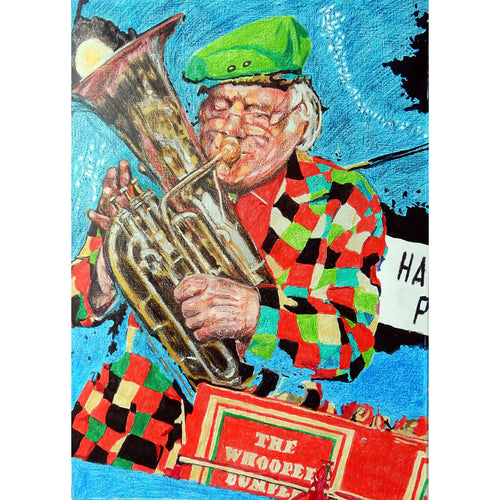 Bob Kerr's Whoopee Band mixed media on paper by Stella Tooth