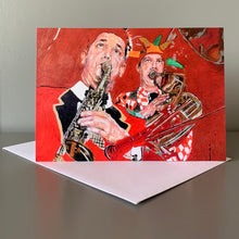 Load image into Gallery viewer, Bob Kerr&#39;s Whoopee Band fine art greetings card by Stella Tooth music art
