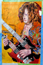 Load image into Gallery viewer, Boot-Led-Zeppelin&#39;s &#39;JImmy Page&#39; mixed media on paper by Stella Tooth  music art
