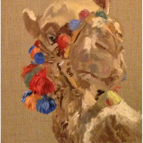 Camel oil on canvas board artwork by Stella Tooth