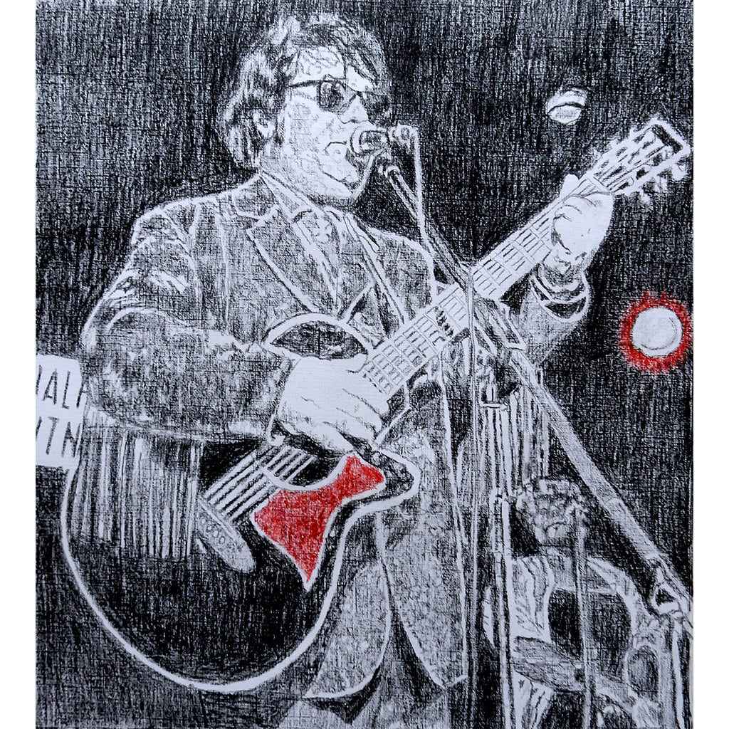 Roy Orbison’s black & white night revisited pencil on paper by Stella Tooth