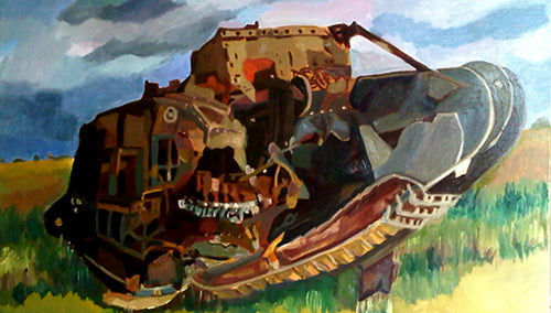 Deborah WWI tank oil on canvas by Stella Tooth