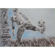 Load image into Gallery viewer, Footballer Iya Traore busking Paris by Stella Tooth pencil on paper.
