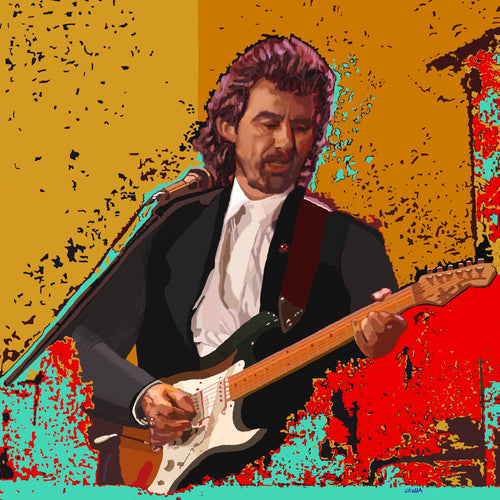 Digital painting of George Harrison by Stella Tooth music artist inspired by photo by Sol N'Jie
