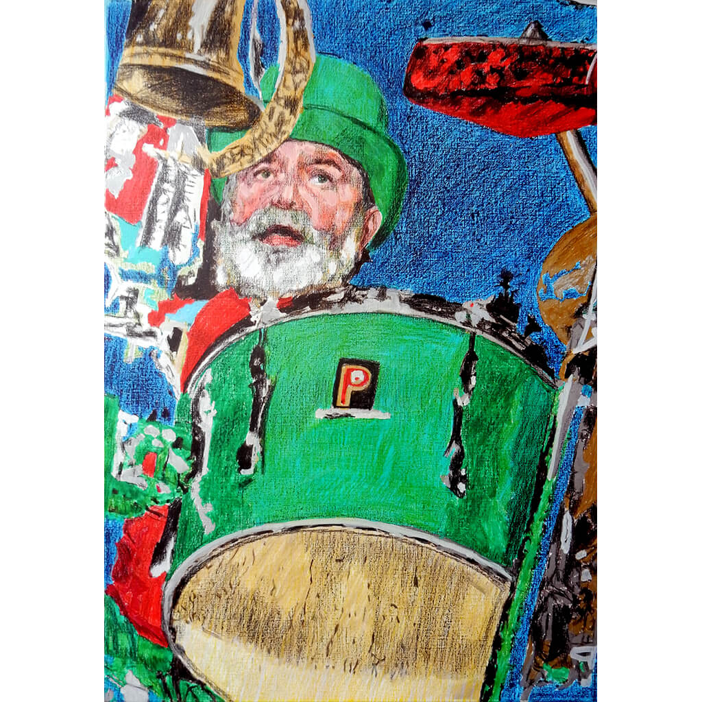 Bob Kerr’s Whoopee Band Henri Harrison mixed media on paper by Stella Tooth