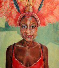 Load image into Gallery viewer, Fine art print of JumpJumping Up - original oil painting of Notting Hill carnival dancer by Stella Tooth artist

