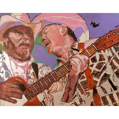 Los Pacaminos with Paul Young acrylic on canvas by Stella Tooth