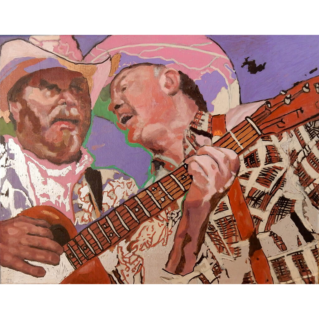Los Pacaminos with Paul Young acrylic on canvas by Stella Tooth