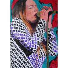 Load image into Gallery viewer, Lynne Jackaman musician and singer performing at the Half Moon Putney mixed media drawing on paper artwork by Stella Tooth

