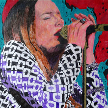 Load image into Gallery viewer, Lynne Jackaman musician and singer performing at the Half Moon Putney mixed media drawing on paper artwork by Stella Tooth Detail
