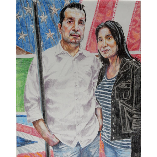 Marco Brandolini and Jennifer Lee pencil on paper by Stella Tooth