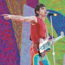 Load image into Gallery viewer, Mick Jagger the Rolling Stones digital painting by Stella Tooth musician artist inspired by phooto by Sol N&#39;Jie 
