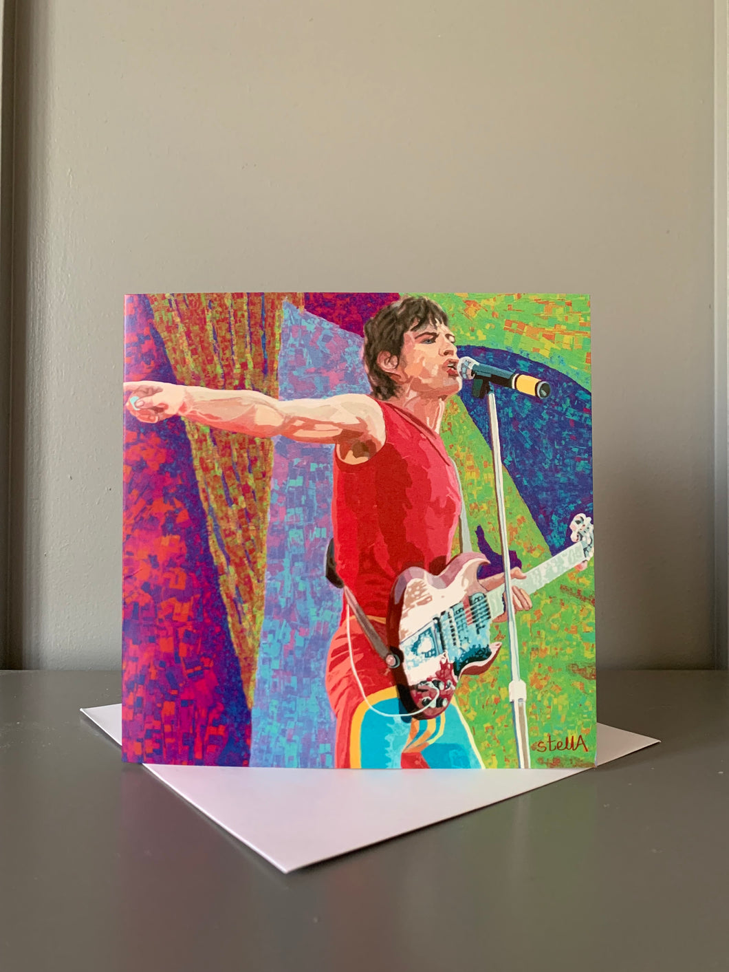 Mick Jagger fine art greetings card inspired by digital painting by Stella Tooth