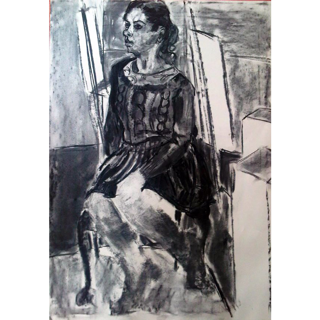 NATASHA – SEATED STUDY charcoal on paper by Stella Tooth